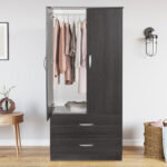 Wardrobe Zelia with 2 doors and drawers in wenge color 79x42x180cm - Image 4
