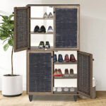 Shoe cabinet Ronan walnut 70.5x35x122cm - Image 2