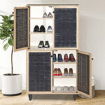 Shoe cabinet Ronan natural 70.5x35x122cm - Image 2