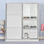 Wardrobe with 2 sliding doors Chase in white colour 152.5x56.5x185cm - Image 2