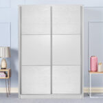 Wardrobe with 2 sliding doors Chase in white colour 152.5x56.5x185cm - Image 3