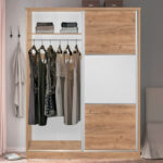 Wardrobe with 2 sliding doors Chase in oak colour 152.5x56.5x185cm - Image 2