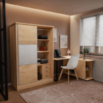 Wardrobe with 2 sliding doors Chase in oak colour 152.5x56.5x185cm - Image 3