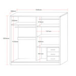 Wardrobe with 2 sliding doors Chase in oak colour 152.5x56.5x185cm - Image 6