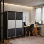 Wardrobe with 2 sliding doors Chase in wenge colour 152.5x56.5x185cm - Image 2