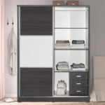 Wardrobe with 2 sliding doors Chase in wenge colour 152.5x56.5x185cm - Image 4