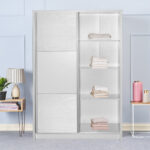 Wardrobe with 2 sliding doors Griffin in white colour 121x56.5x180.5cm - Слика 2