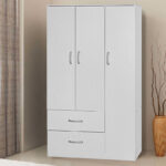 Wardrobe Zelia with 2 doors and drawers in white color 90x42x180cm - Image 3