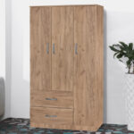 Wardrobe Zelia with 2 doors and drawers in oak color 90x42x180cm - Слика 3