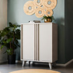 Shoe cabinet Milana white sm-grey 74x38x95cm - Слика 2