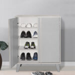 Shoe cabinet Milana white sm-grey 74x38x95cm - Слика 3