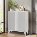 Shoe cabinet Milana white sm-grey 74x38x95cm - Слика 4
