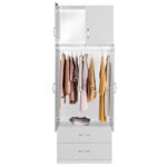 2 door wardrope and cabinet Zelia white 79x42x240cm - Image 2