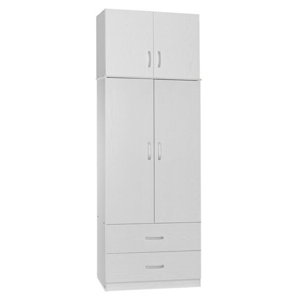 2 door wardrope and cabinet Zelia white 79x42x240cm