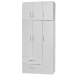 Гардеробер и шкаф со 3 вратички Zelia бела 90x42x240 см