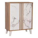 Полица-шкаф за чевли Кумен меламин во дабова мермерна нијанса 74x38x95 см