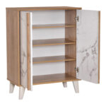 Shoe rack-cabinet Kumen melamine in oak marble shade 74x38x95cm - Слика 3