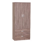 Zelia two-leaf wardrobe with 2 drawers walnut color 79x42x180cm