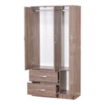 Wardrobe Zelia with 2 doors and drawers in walnut color 90x42x180cm - Image 2