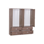 Zelia I four-leaf wardrobe with 4 drawers walnut color 158x42x180cm - Image 2