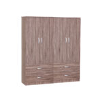 Zelia I four-leaf wardrobe with 4 drawers walnut color 158x42x180cm