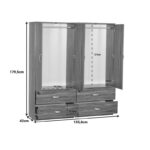 Zelia I four-leaf wardrobe with 4 drawers walnut color 158x42x180cm - Image 3