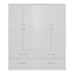 Zelia A four-leaf wardrobe with 4 drawers color white 158x42x180cm - Слика 2