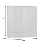 Zelia A four-leaf wardrobe with 4 drawers color white 158x42x180cm - Слика 3