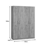 Four-leaf wardrobe Jonar I oak color 120x42x180cm - Слика 2