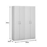 Four-leaf wardrobe Jonar I color white 120x42x180cm - Слика 2