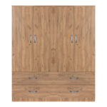 Zelia B four-leaf wardrobe with 4 drawers natural color 158x42x180cm - Image 2