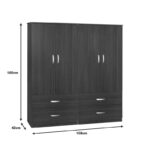 Zelia C four-leaf wardrobe with 4 drawers wenge color 158x42x180cm - Image 2