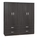 Zelia C four-leaf wardrobe with 4 drawers wenge color 158x42x180cm