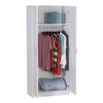 Zelia two-leaf wardrobe in white  shade 79x42x180cm - Image 2