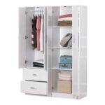 Zelia four-leaf wardrobe with 2 drawers in white shade 120x42x180cm - Image 2