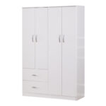 Zelia four-leaf wardrobe with 2 drawers in white shade 120x42x180cm