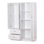Zelia four-leaf wardrobe with 2 drawers in white shade 120x42x180cm - Image 3