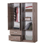 Zelia four-leaf wardrobe with 2 drawers in sonoma-oak shade 120x42x180cm - Слика 2