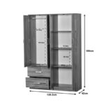 Zelia four-leaf wardrobe with 2 drawers in sonoma-oak shade 120x42x180cm - Слика 4