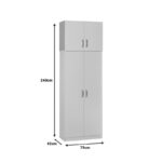 2 door wardrope and cabinet Zelia in white color 79x42x240cm - Слика 2