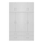 Four-leaf wardrobe with mezzanine Zelia A with 4 drawers, white color 158x42x240cm - Image 2