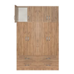 Four-leaf wardrobe with mezzanine Zelia B with 4 drawers oak color 158x42x240cm - Слика 3