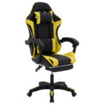 Канцелариски стол за игри Runner PVC црна - ткаенина жолта