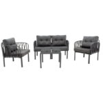 Lounge Intricate set of 4 pcs PP anthracite-dark grey antique fabric - Image 2