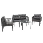 Lounge Intricate set of 4 pcs PP anthracite-dark grey antique fabric