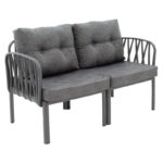 Lounge Intricate set of 4 pcs PP anthracite-dark grey antique fabric - Image 3