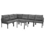 Lounge set 3pcs Intricate PP anthracite color-dark grey antique pillow