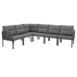 Lounge set 3pcs Intricate PP anthracite color-dark grey antique pillow - Image 3