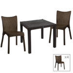 Dining set Explore-Confident set 5pieces PP brown 90x90x73.5cm