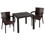 Dining set Explore-Festive set 3pieces PP brown 90x90x73.5cm